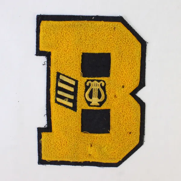 Vintage Embroidered Yellow and Black B Sew-On Letterman Patch