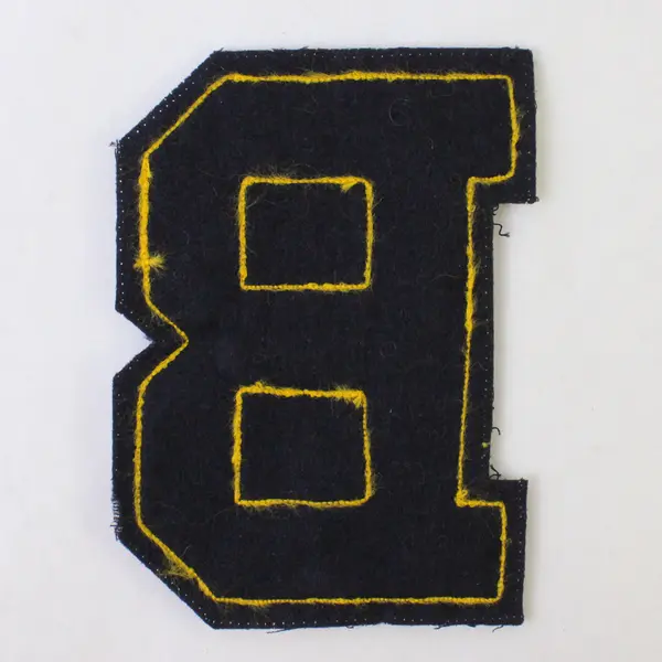 Vintage Embroidered Yellow and Black B Sew-On Letterman Patch