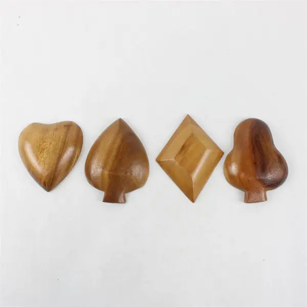 Vintage Monkey Pod Wood Nut Bowls Card Suits Heart Club Spade Diamond