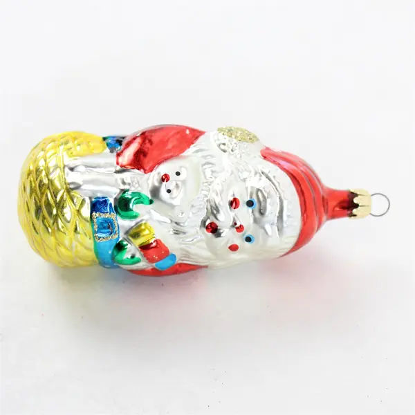 VTG Mercury Glass 4.25" Santa Claus Christmas Ornament Teddy Bear & Gifts Good