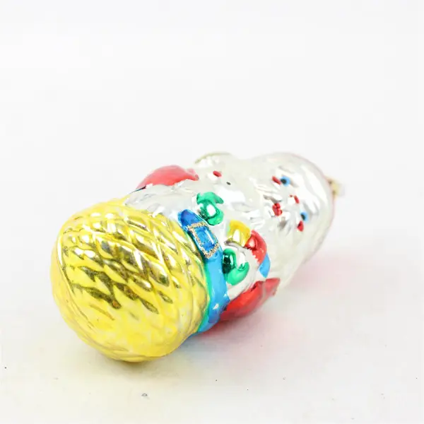 VTG Mercury Glass 4.25" Santa Claus Christmas Ornament Teddy Bear & Gifts Good