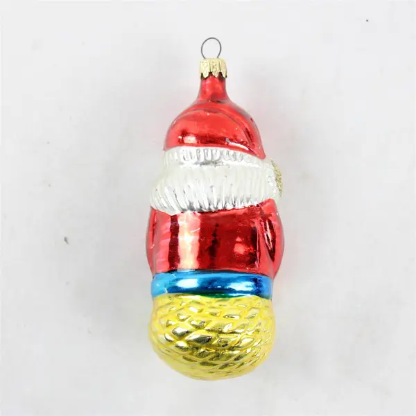 VTG Mercury Glass 4.25" Santa Claus Christmas Ornament Teddy Bear & Gifts Good