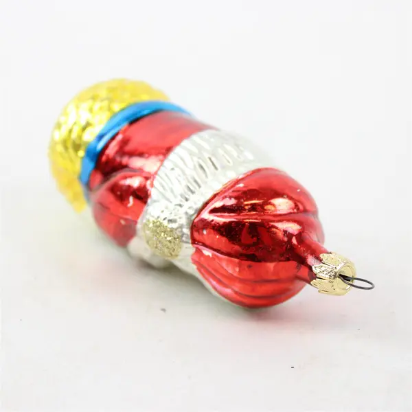 VTG Mercury Glass 4.25" Santa Claus Christmas Ornament Teddy Bear & Gifts Good