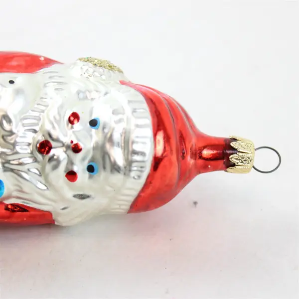 VTG Mercury Glass 4.25" Santa Claus Christmas Ornament Teddy Bear & Gifts Good