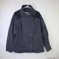 Liz Claiborne New York Women's 26W Blue Heather Long Sleeve Zip Up Sweater
