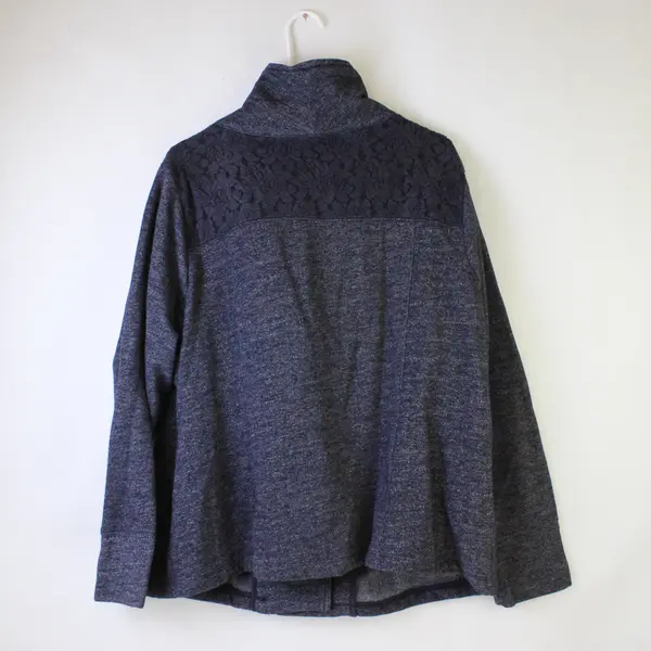 Liz Claiborne New York Women's 26W Blue Heather Long Sleeve Zip Up Sweater