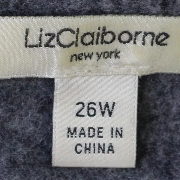 Liz Claiborne New York Women's 26W Blue Heather Long Sleeve Zip Up Sweater
