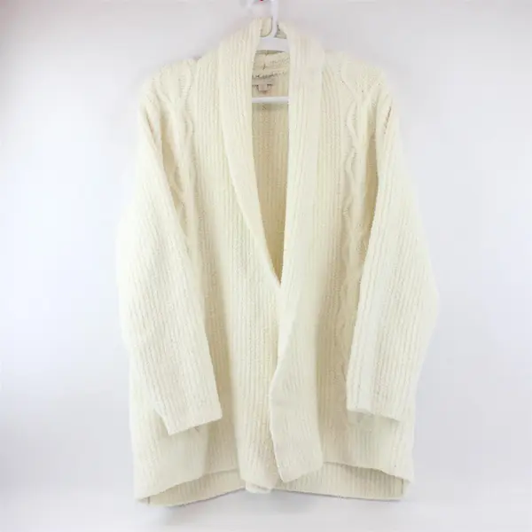 Barefoot Dreams Women's 2X Ivory Cozy Chic Cabin Cable Cardigan