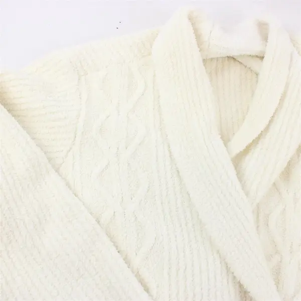 Barefoot Dreams Women's 2X Ivory Cozy Chic Cabin Cable Cardigan