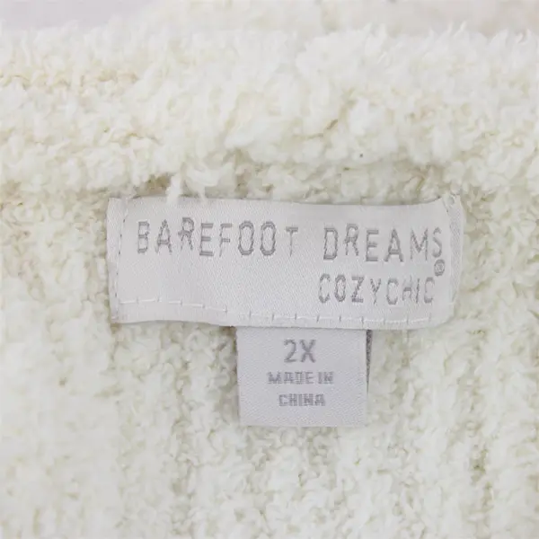 Barefoot Dreams Women's 2X Ivory Cozy Chic Cabin Cable Cardigan