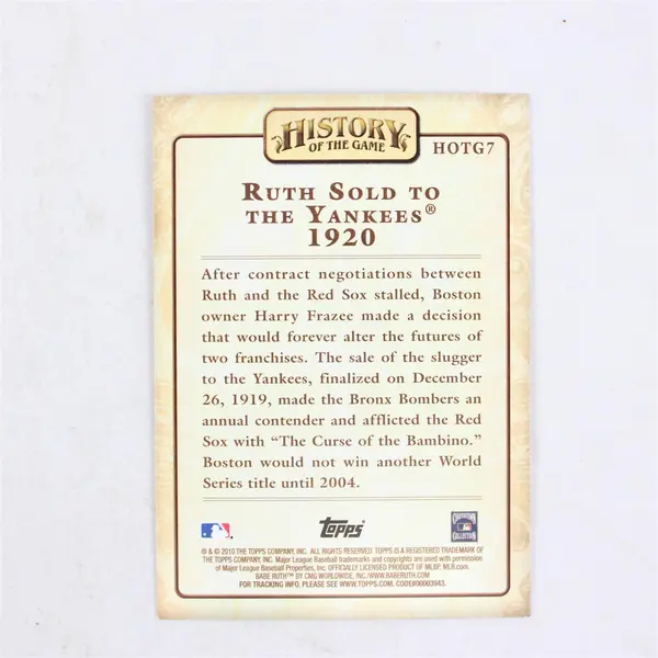 16 2010 Topps History Of The Game Baseball  Cards