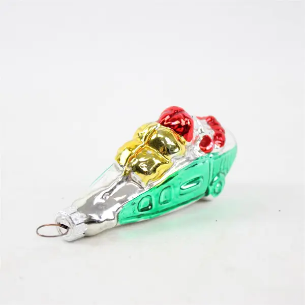 VTG West German Mercury Glass Santa Ornament In Car/Plane 3.5" Long Good