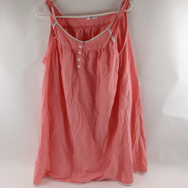 Ekouaer Pink Sleeveless Knee-Length Nightgown White Lace Trim Women's XXL FLAWED