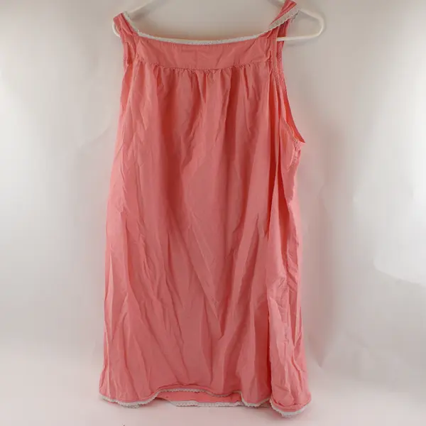Ekouaer Pink Sleeveless Knee-Length Nightgown White Lace Trim Women's XXL FLAWED