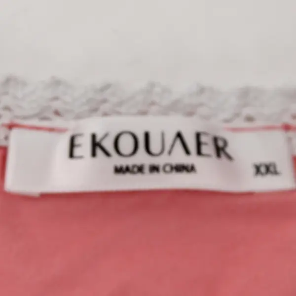 Ekouaer Pink Sleeveless Knee-Length Nightgown White Lace Trim Women's XXL FLAWED
