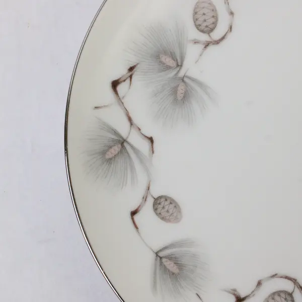 Lot Of 3 Narumi Pinehurst Pattern Silver Trim Bread/Butter Plates 6.75" Diameter