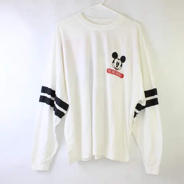 Disney Mickey Mouse White Graphic Long-Sleeve Crew-Neck T-Shirt Women's XXL 20