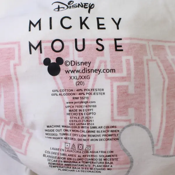 Disney Mickey Mouse White Graphic Long-Sleeve Crew-Neck T-Shirt Women's XXL 20