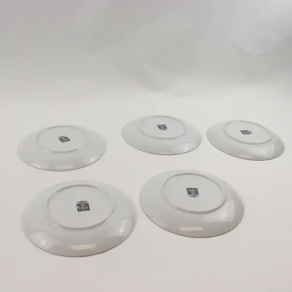 Lot Of 5 Narumi Pinehurst Pattern Silver Trim Bread/Butter Plates 6.75" Diameter