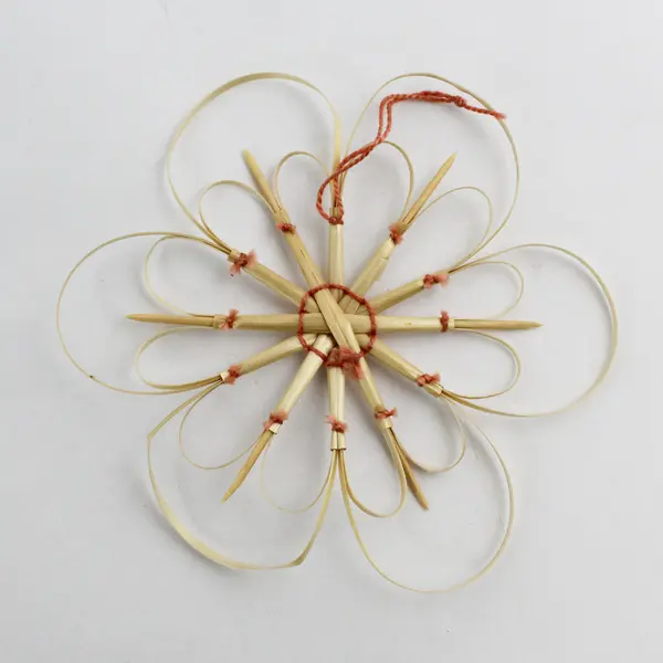 Lot of 12 Scandinavian Swedish Star-Shaped Woven Straw Christmas Ornaments