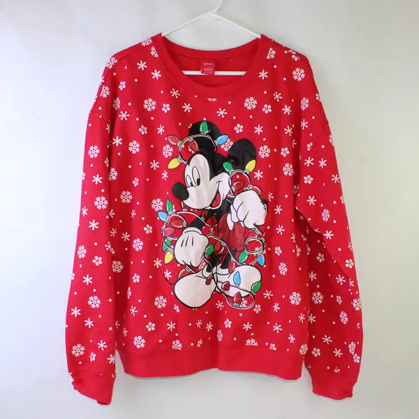 Disney Christmas Mickey Mouse Light-Up Sweatshirt Juniors XL 15-17 WORKS