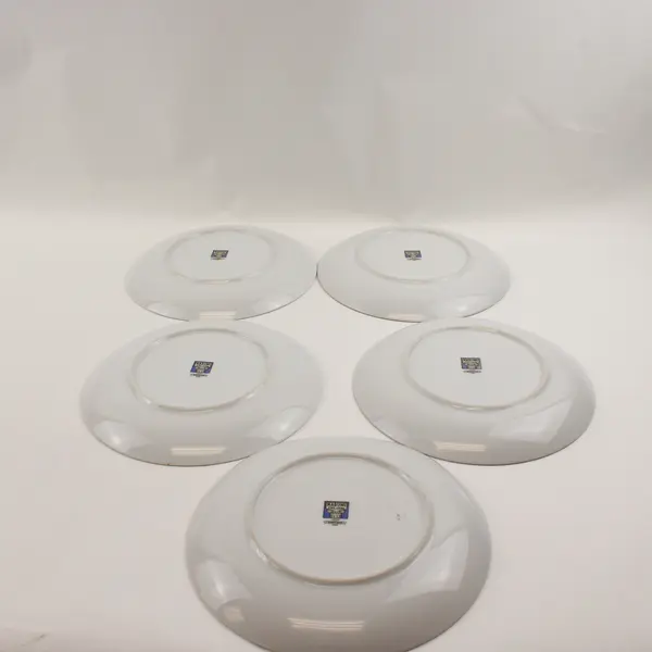 Lot Of 5 Narumi Pinehurst Pattern Silver Trim Salad Plates 6.75" Diameter