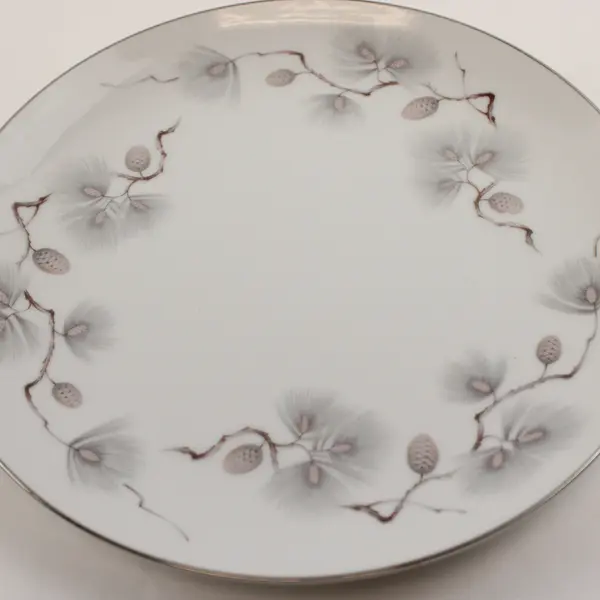 Lot Of 5 Narumi Pinehurst Pattern Silver Trim Salad Plates 6.75" Diameter