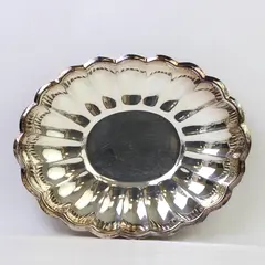Vintage Reed & Barton Silverplate 'Holiday' Scalloped Oval Serving Bowl #113