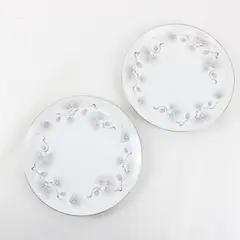 Lot Of 2 Narumi Pinehurst Pattern Silver Trim Dinner Plates 10.5" Diameter
