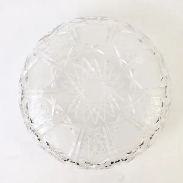 Vintage Lead Crystal Cut Bowl 7" Geometric Textured Heavy Clear