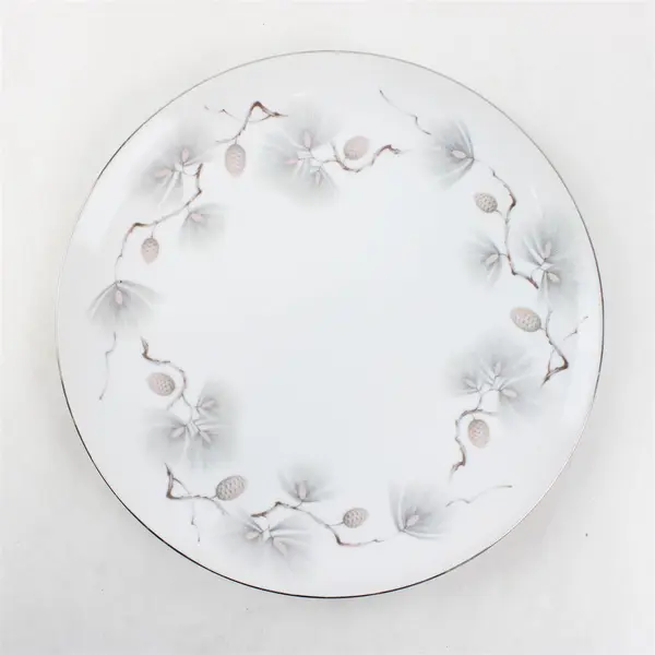 Lot Of 4 Narumi Pinehurst Pattern Silver Trim Dinner Plates 10.5" Diameter