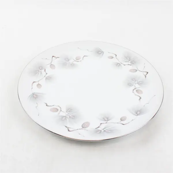 Lot Of 4 Narumi Pinehurst Pattern Silver Trim Dinner Plates 10.5" Diameter