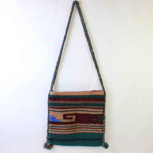 Unbranded 90s Peruvian Wool Woven Shoulder Bag w/Braided Strap