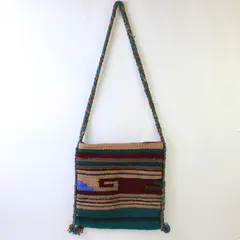 Unbranded 90s Peruvian Wool Woven Shoulder Bag w/Braided Strap