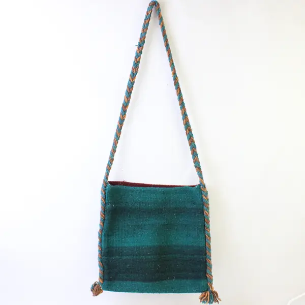 Unbranded 90s Peruvian Wool Woven Shoulder Bag w/Braided Strap