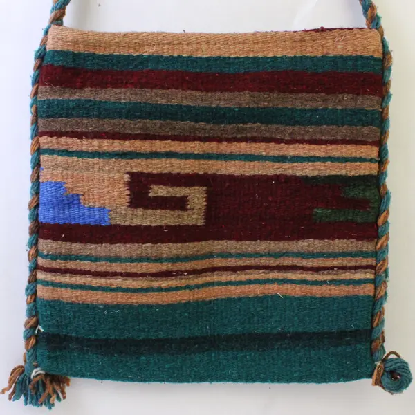 Unbranded 90s Peruvian Wool Woven Shoulder Bag w/Braided Strap