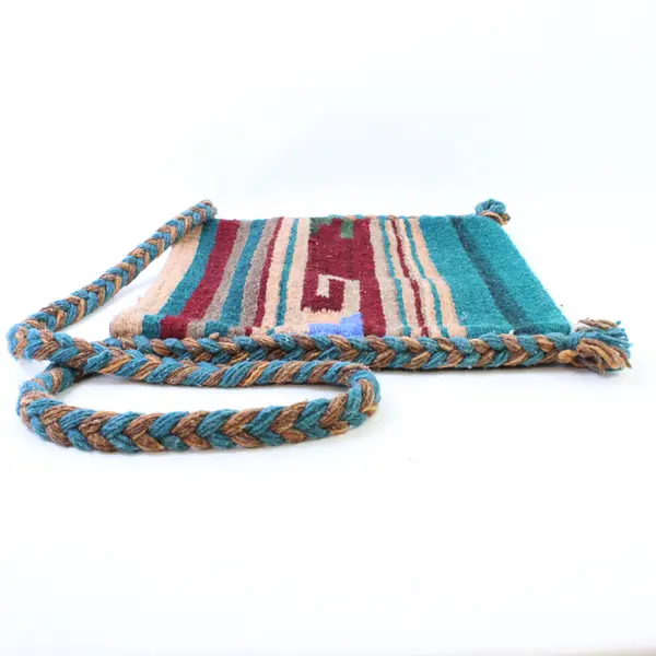 Unbranded 90s Peruvian Wool Woven Shoulder Bag w/Braided Strap