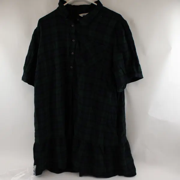 Time And Tru Green and Blue Plaid Short-Sleeved Collared Dress Women's XXL 20