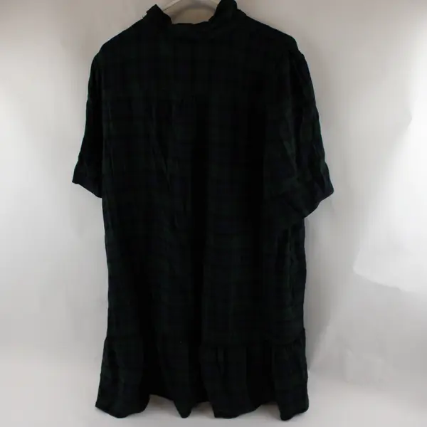 Time And Tru Green and Blue Plaid Short-Sleeved Collared Dress Women's XXL 20