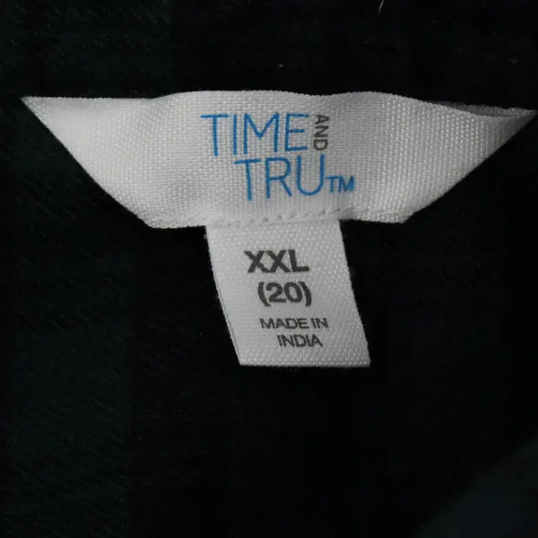 Time And Tru Green and Blue Plaid Short-Sleeved Collared Dress Women's XXL 20