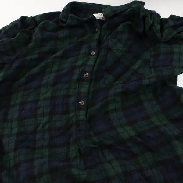 Time And Tru Green and Blue Plaid Short-Sleeved Collared Dress Women's XXL 20