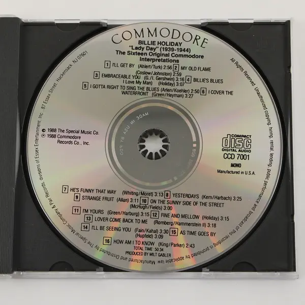 Lady Day CD (Hits from 1939-1944) Billie Holiday 1988, #CCD 7001 MONO 