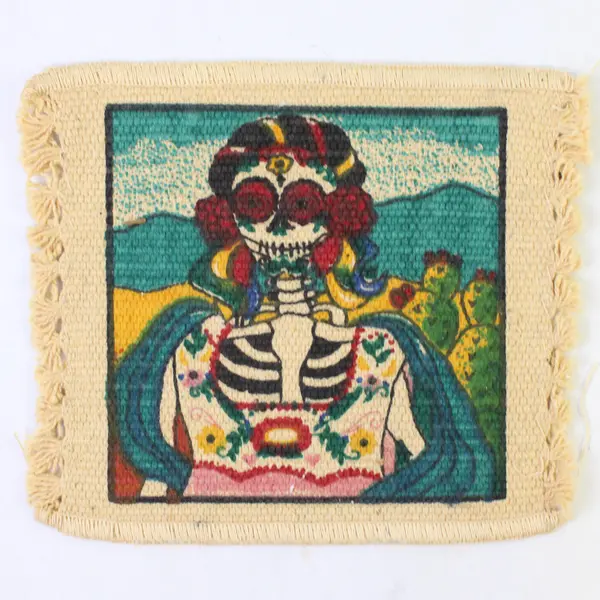 Handmade Day of the Dead Sugar Skull Coaster Mexican Folk Art 6in