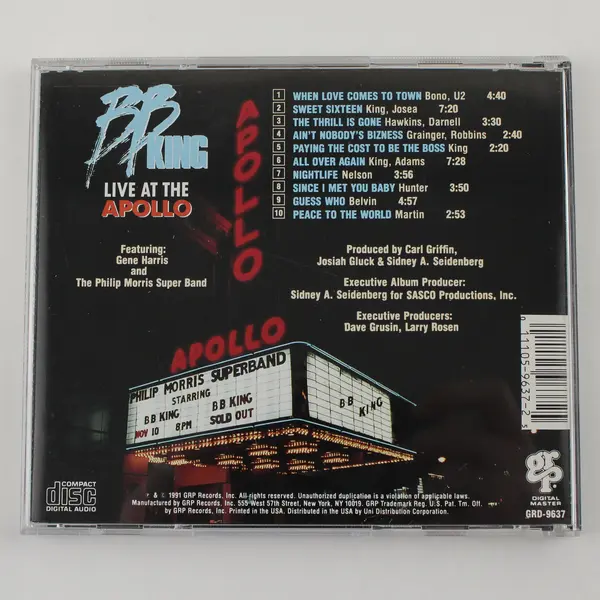 BB King Live at the Apollo CD, 1991 # GRD-9637 