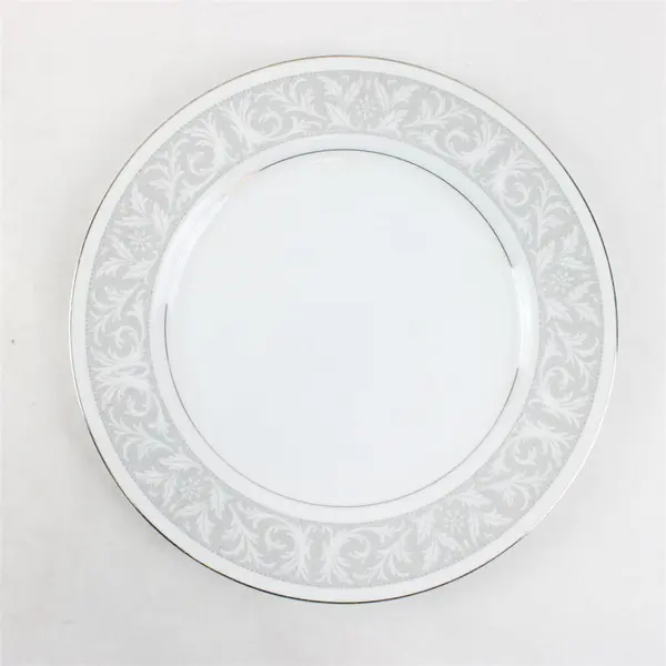 Lot Of 3 Imperial (Japan) Brand Whitney Pattern Silver Trim Dinner Plates 10.5"