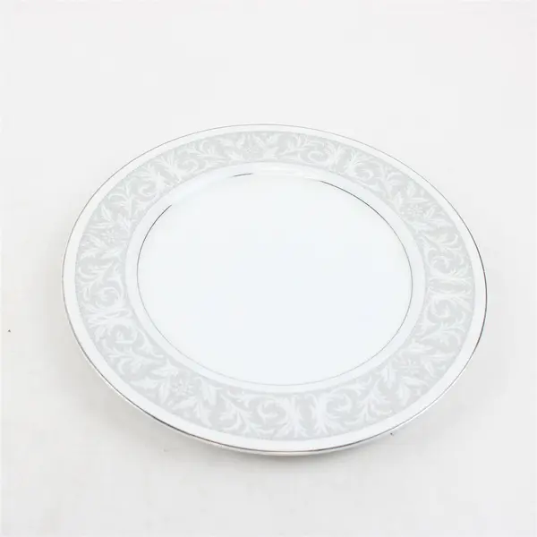 Lot Of 3 Imperial (Japan) Brand Whitney Pattern Silver Trim Dinner Plates 10.5"