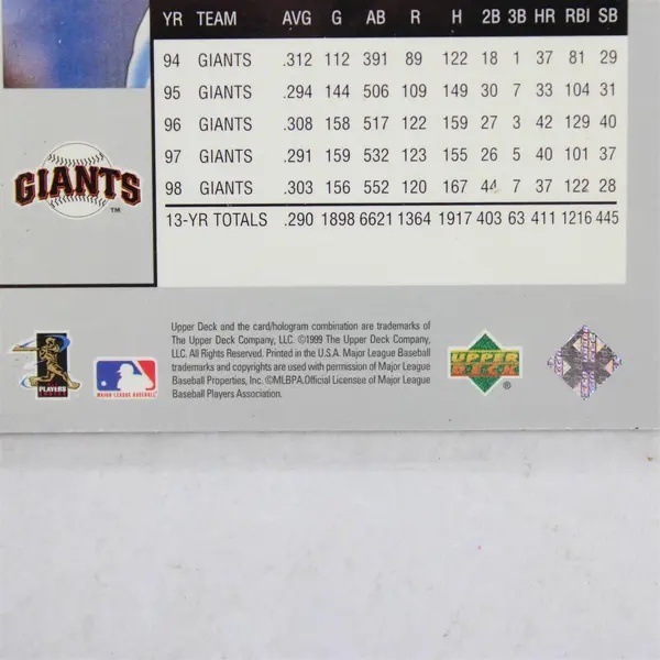  1999 Upper Deck Black Diamond Barry Bonds #1620/3000 Red Variation