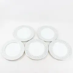 Lot Of 5 Imperial (Japan) Brand Whitney Pattern Silver Trim Dinner Plates 10.5"