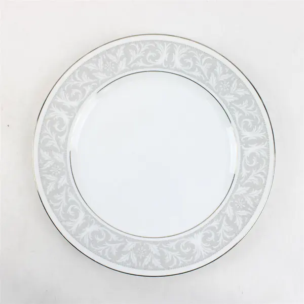 Lot Of 5 Imperial (Japan) Brand Whitney Pattern Silver Trim Dinner Plates 10.5"