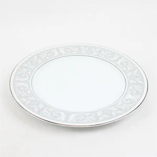 Lot Of 5 Imperial (Japan) Brand Whitney Pattern Silver Trim Dinner Plates 10.5"